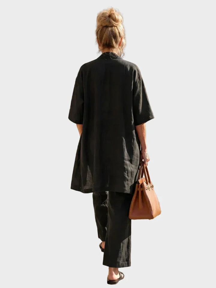 Women's 3 Piece Linen Co Ord Set with Wide Leg Pants