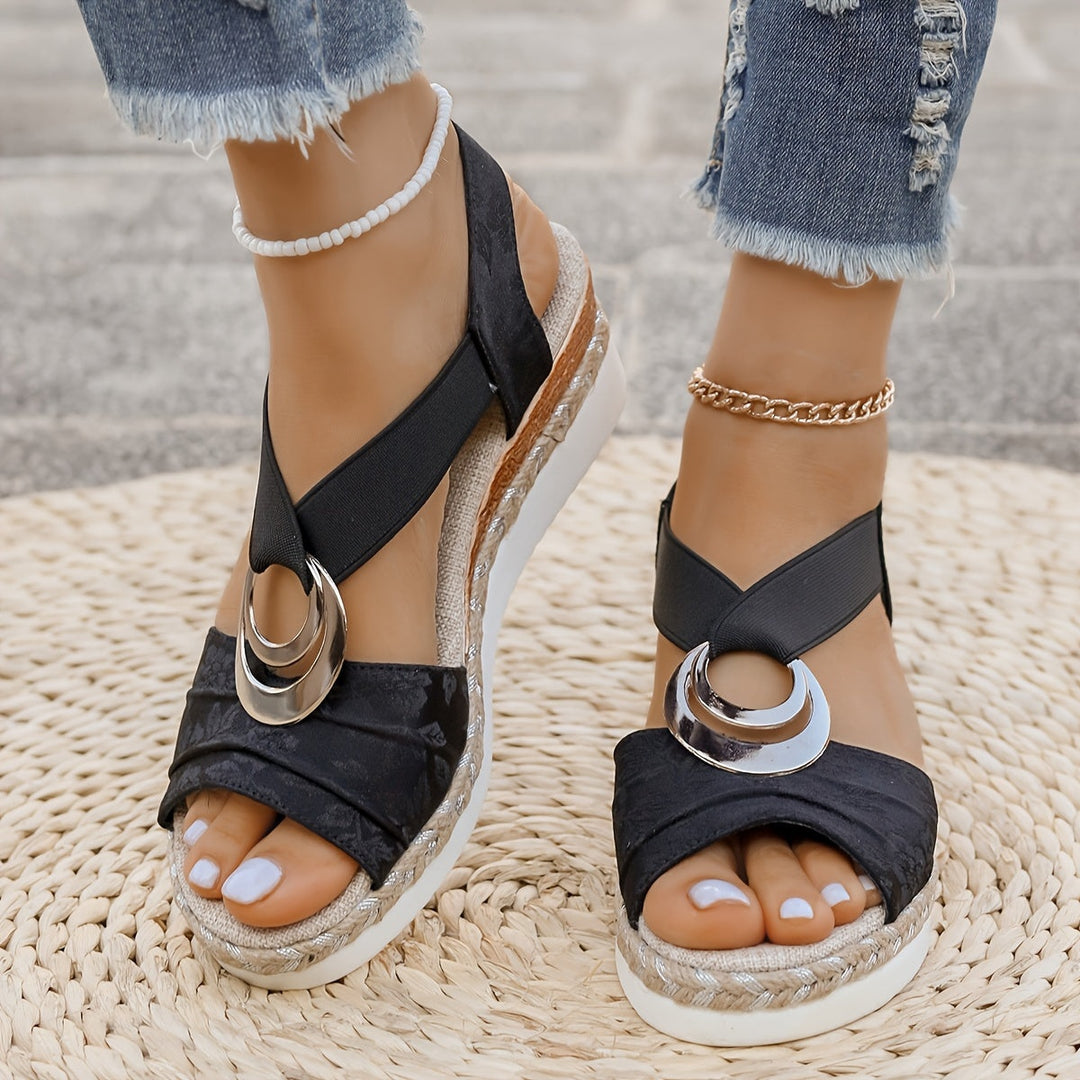 Women's Braided Rope Espadrille Wedge Sandals