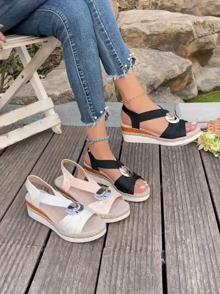 Women's Braided Rope Espadrille Wedge Sandals