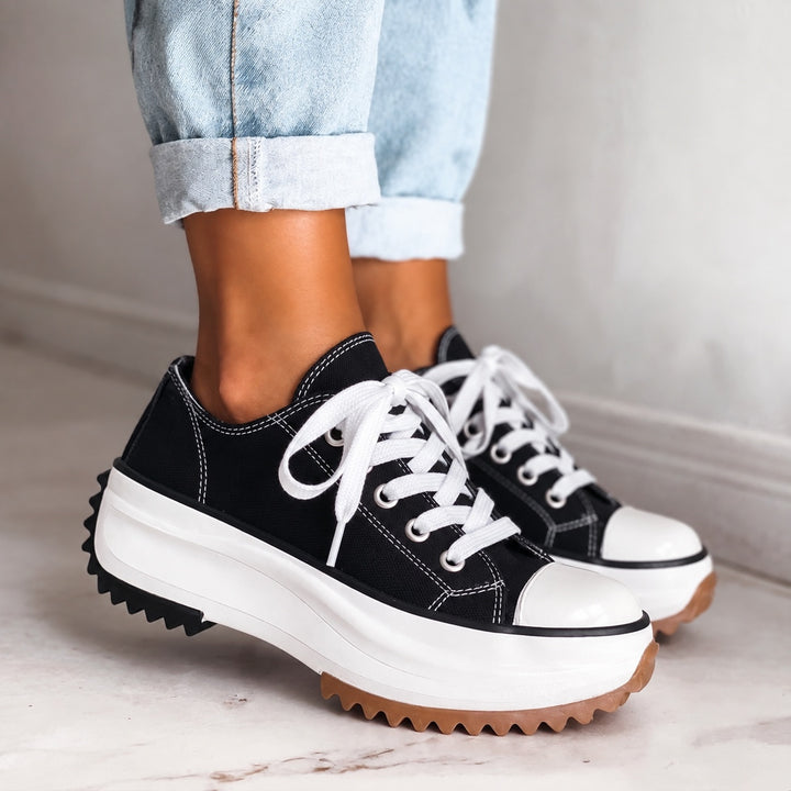 Women's Chunky Platform Sneakers Low Top Lace-Up