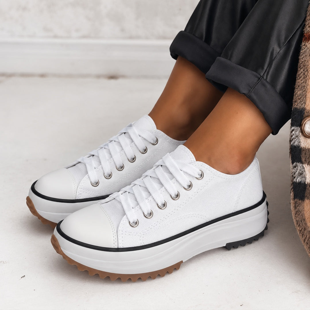 Women's Chunky Platform Sneakers Low Top Lace-Up
