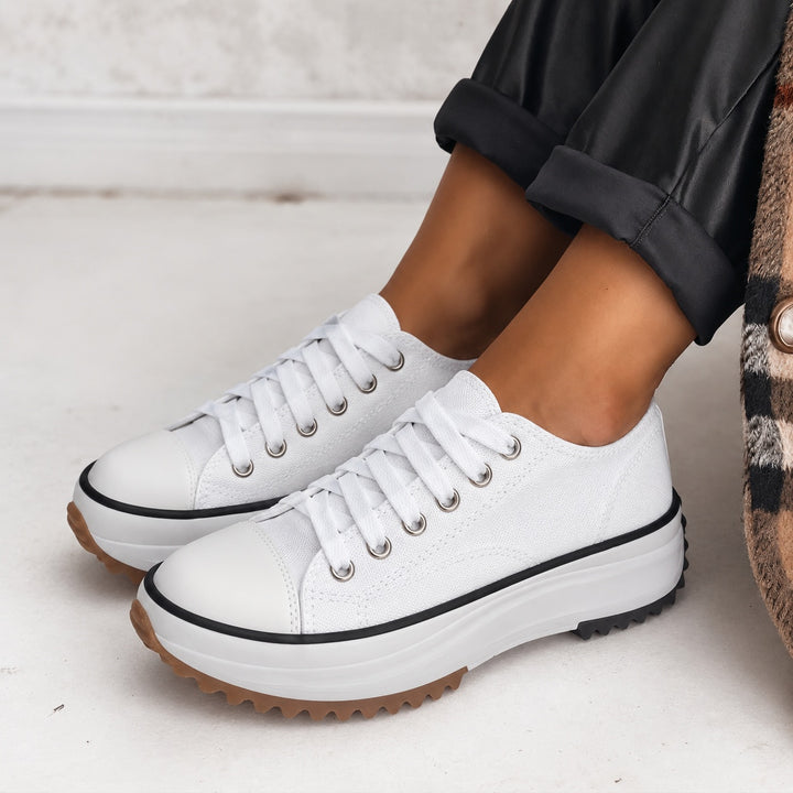 Women's Chunky Platform Sneakers Low Top Lace-Up