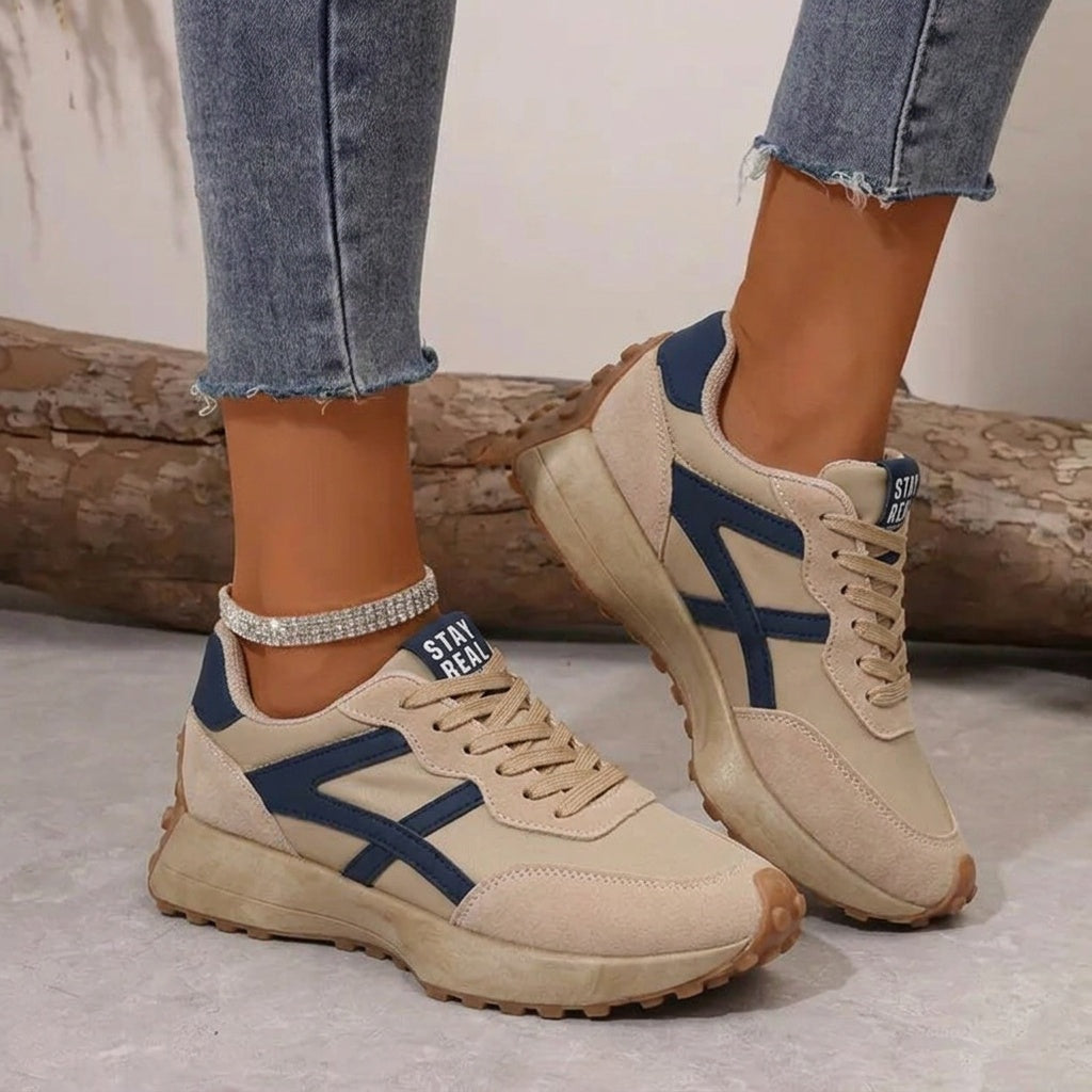 Women's Chunky Sneakers with Suede-Look Panels