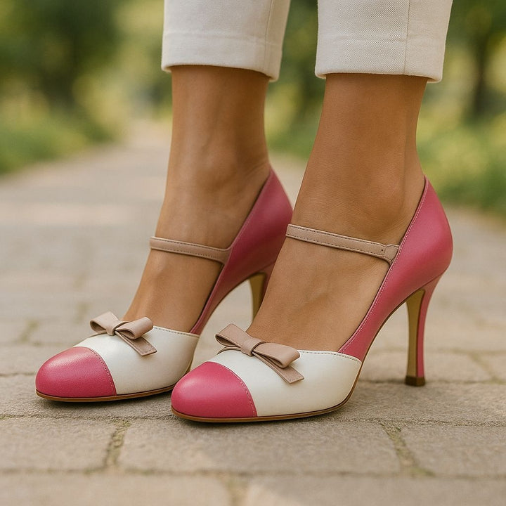 Women's Closed Toe Ankle Strap Heels with Bow