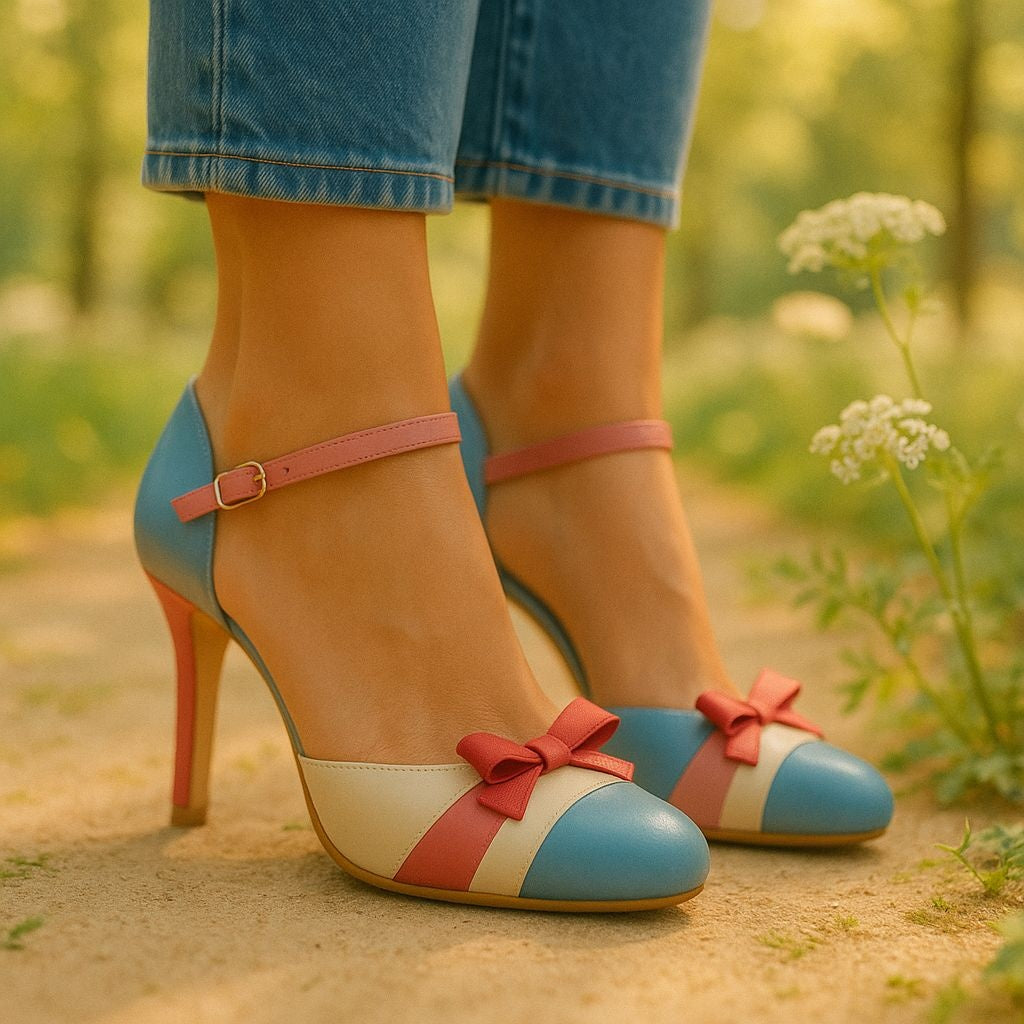 Women's Closed Toe Ankle Strap Heels with Bow