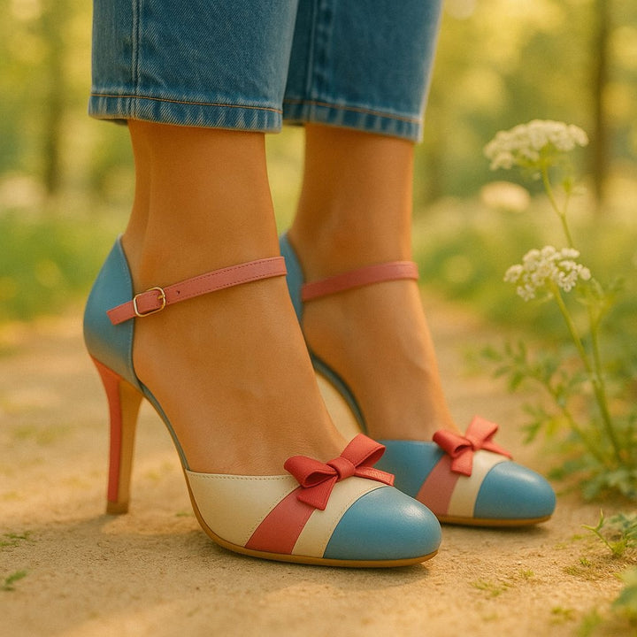 Women's Closed Toe Ankle Strap Heels with Bow