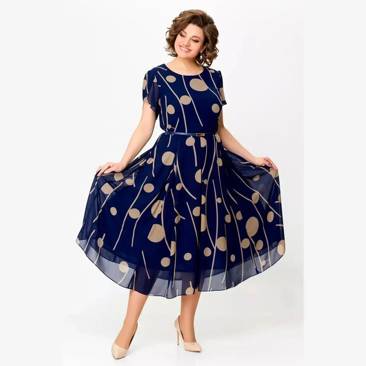Women's Cocktail Midi Dress Chiffon with Flutter Sleeves