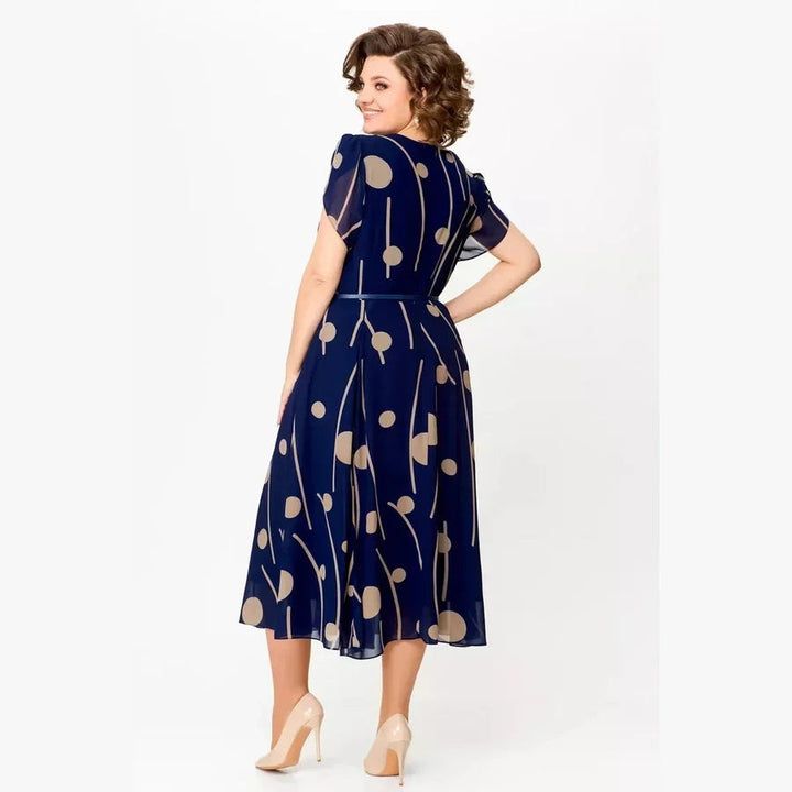 Women's Cocktail Midi Dress Chiffon with Flutter Sleeves