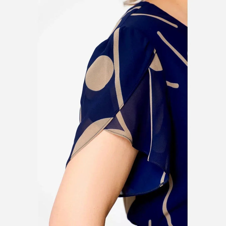 Women's Cocktail Midi Dress Chiffon with Flutter Sleeves