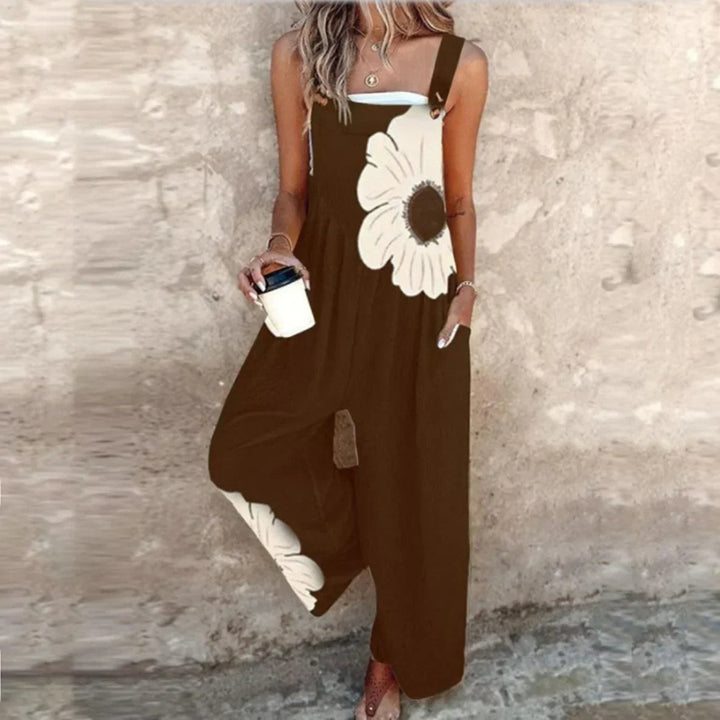 Women's Floral Wide Leg Jumpsuit with Pockets