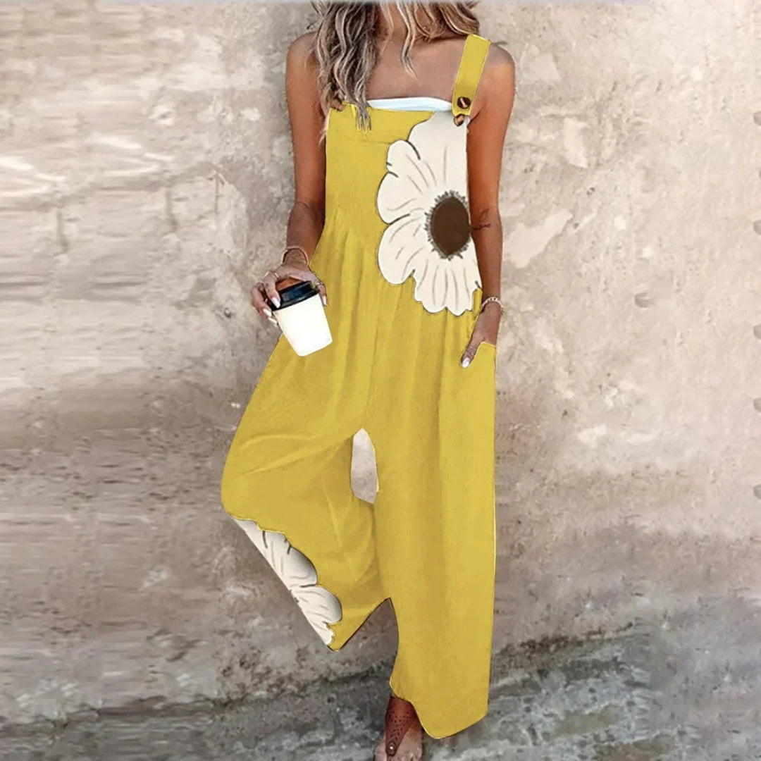 Women's Floral Wide Leg Jumpsuit with Pockets