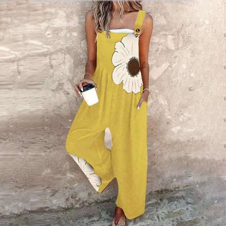 Women's Floral Wide Leg Jumpsuit with Pockets