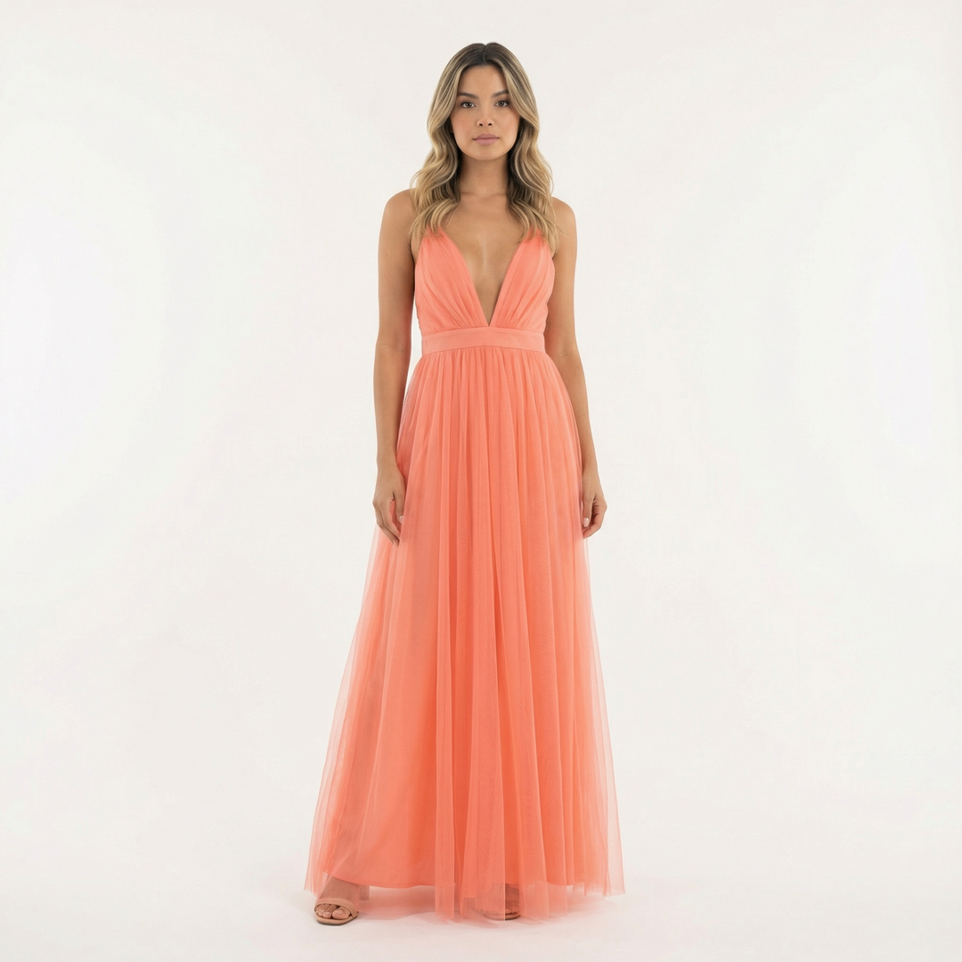 Women's Graduation Maxi Dress with Plunging V-Neck