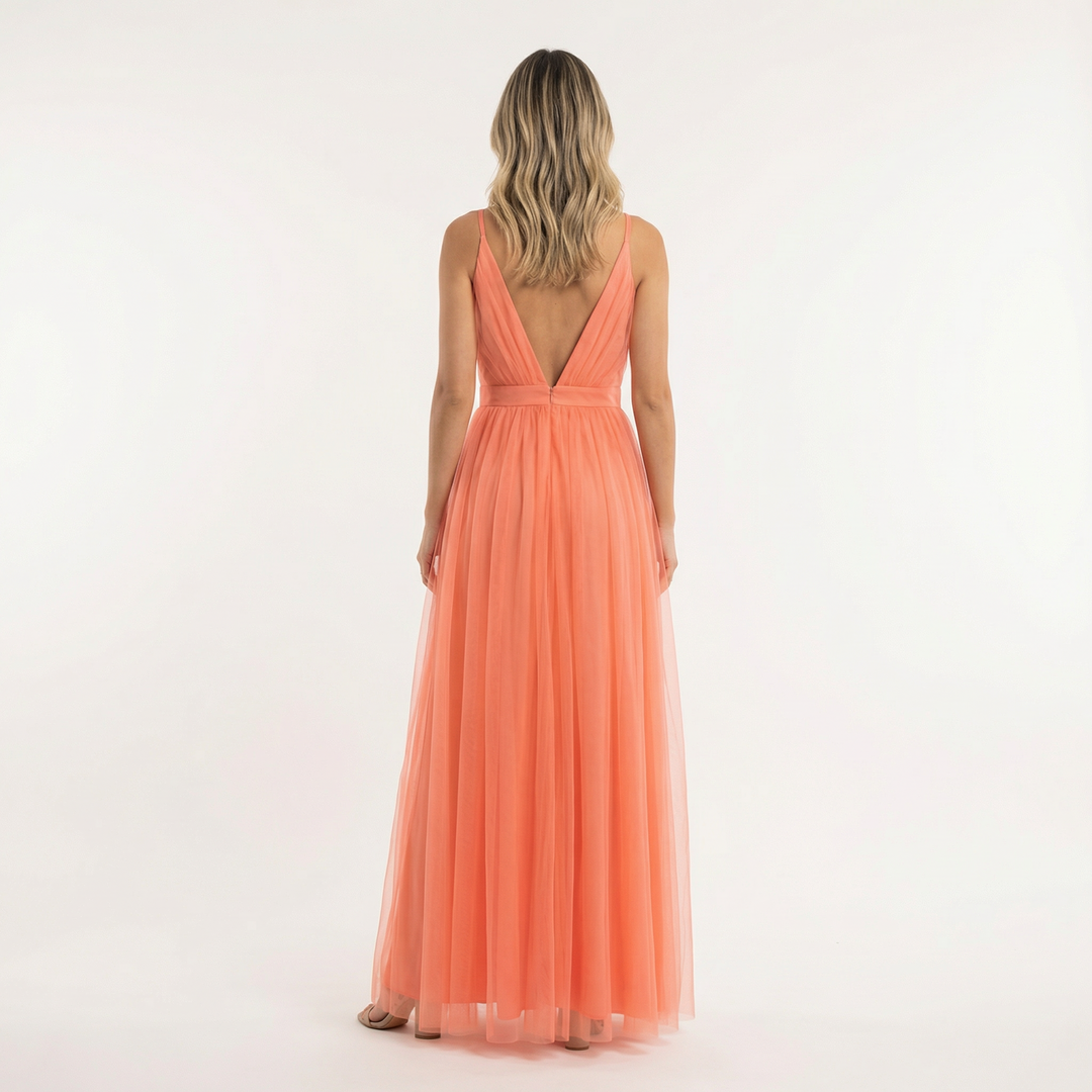 Women's Graduation Maxi Dress with Plunging V-Neck