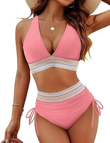 Women's High Waisted Bikini Set with Side Ties