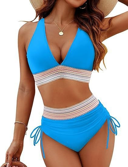 Women's High Waisted Bikini Set with Side Ties