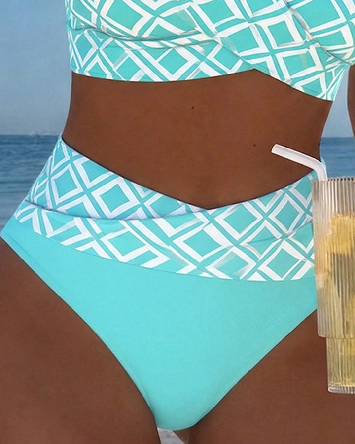 Women's High Waisted Bikini Set with Wrap Front Top
