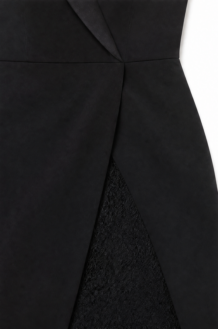 Women's Lace Sleeve Cocktail Dress with Blazer Collar