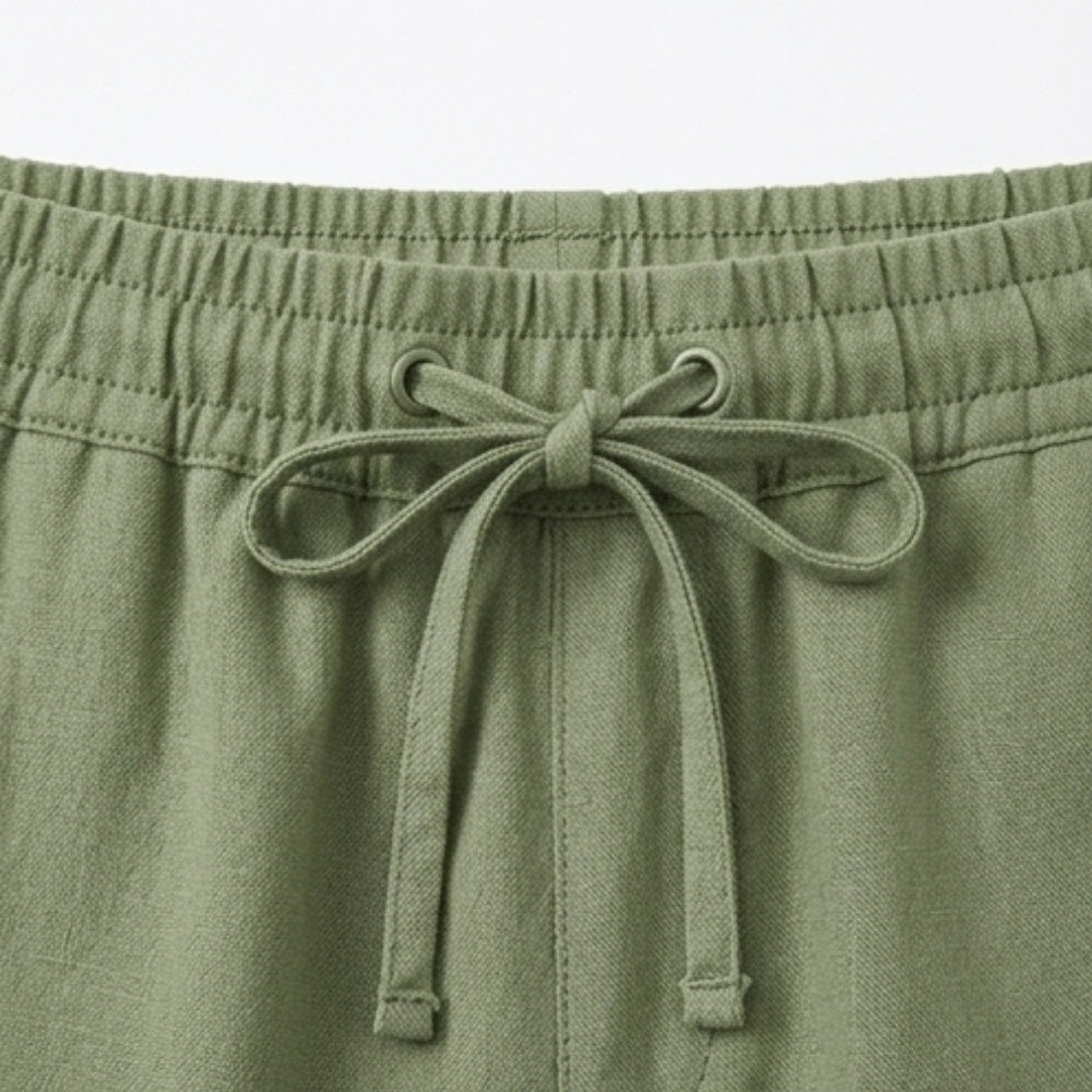 Women's Linen-Look Summer Capri Pants with Drawstring Waist