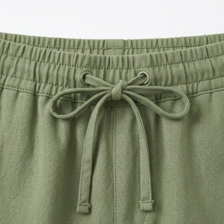 Women's Linen-Look Summer Capri Pants with Drawstring Waist