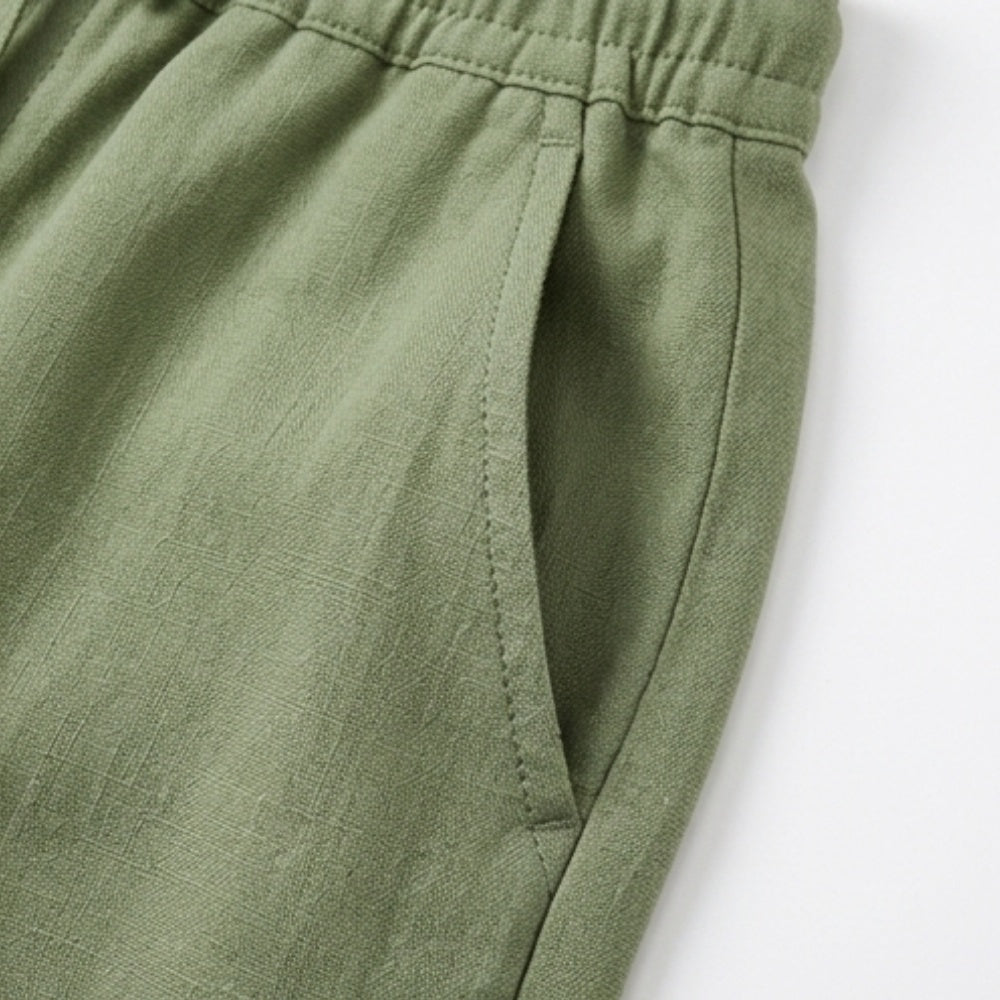 Women's Linen-Look Summer Capri Pants with Drawstring Waist