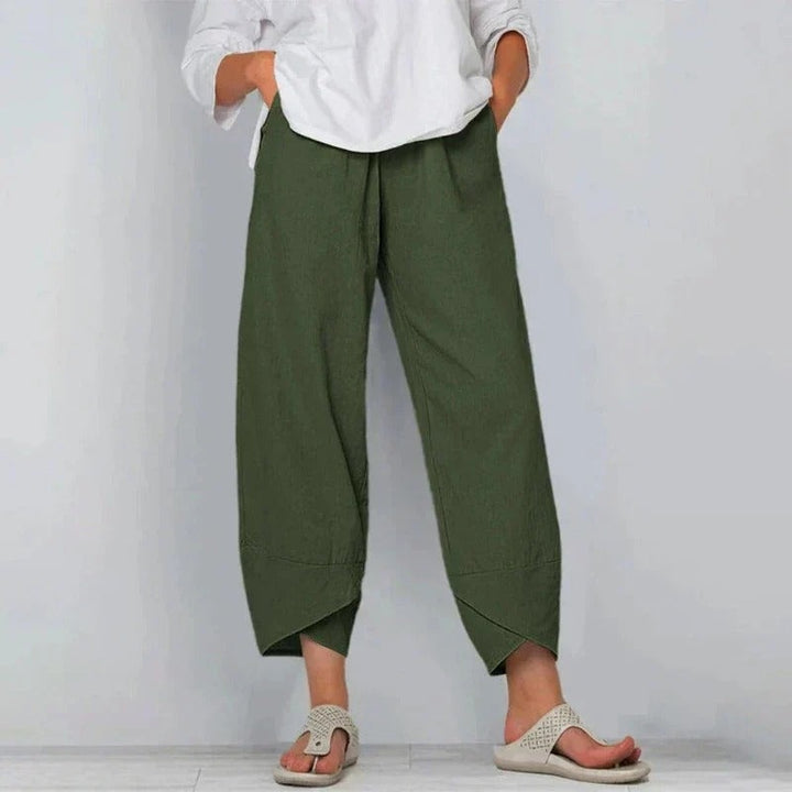 Women's Linen Palazzo Pants Cropped with Tulip Hem