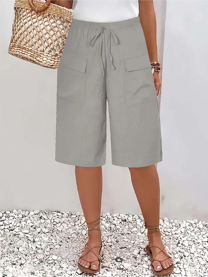 Women's Long Cargo Shorts with Drawstring Waist