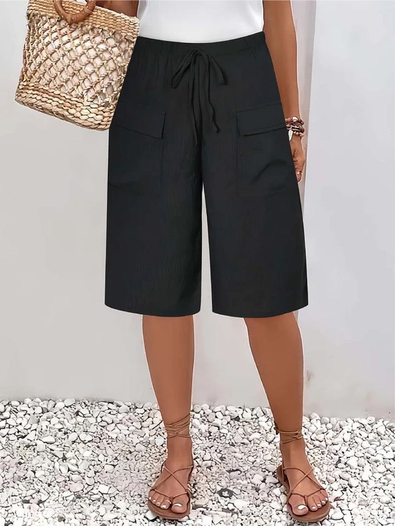 Women's Long Cargo Shorts with Drawstring Waist