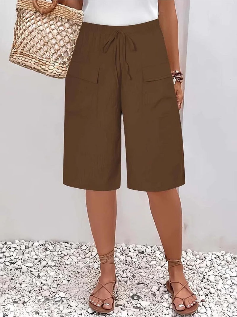 Women's Long Cargo Shorts with Drawstring Waist