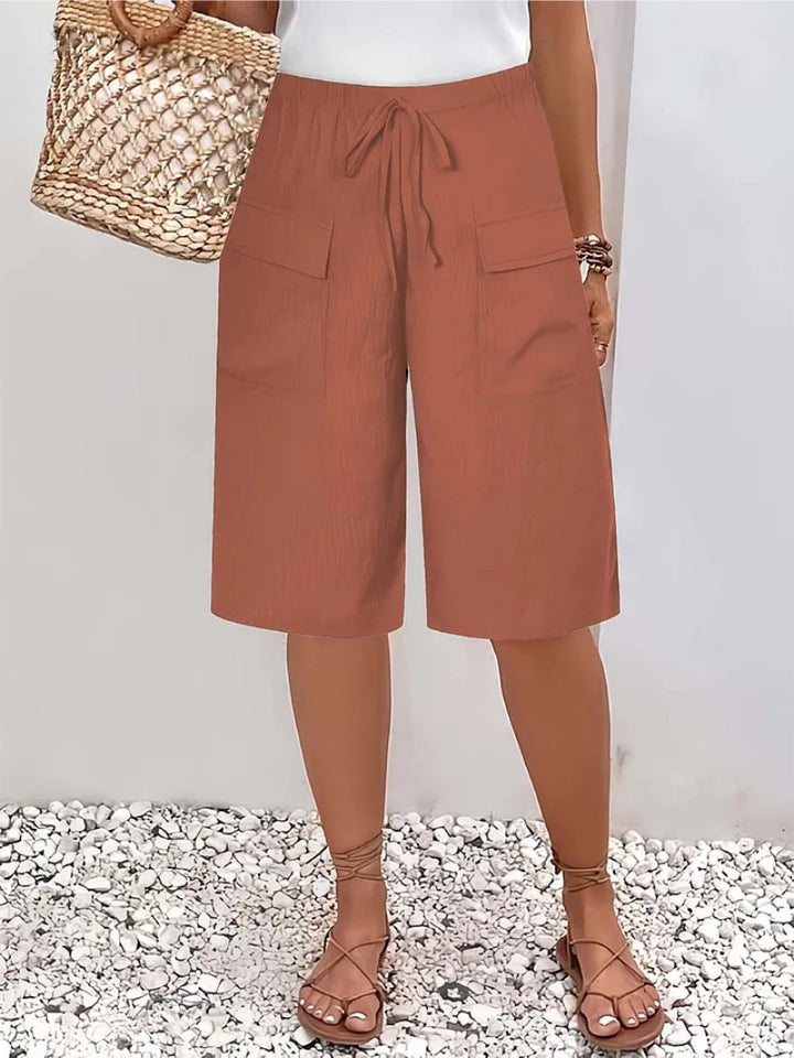 Women's Long Cargo Shorts with Drawstring Waist
