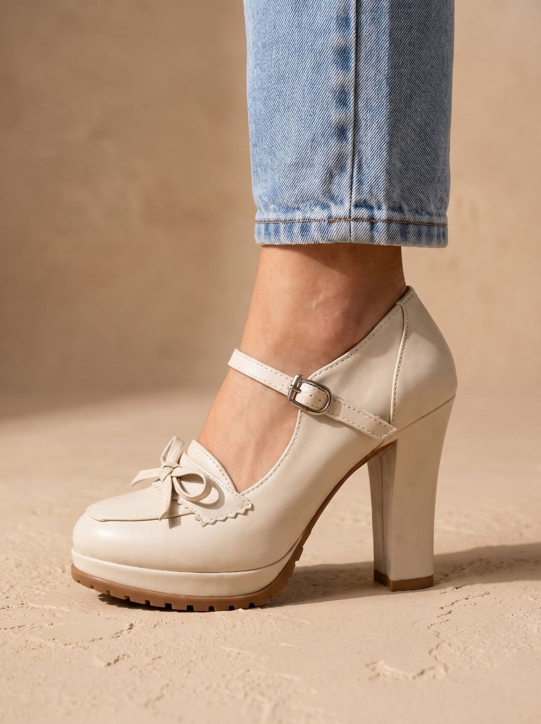 Women's Mary Jane Platform Block Heels with Ankle Strap