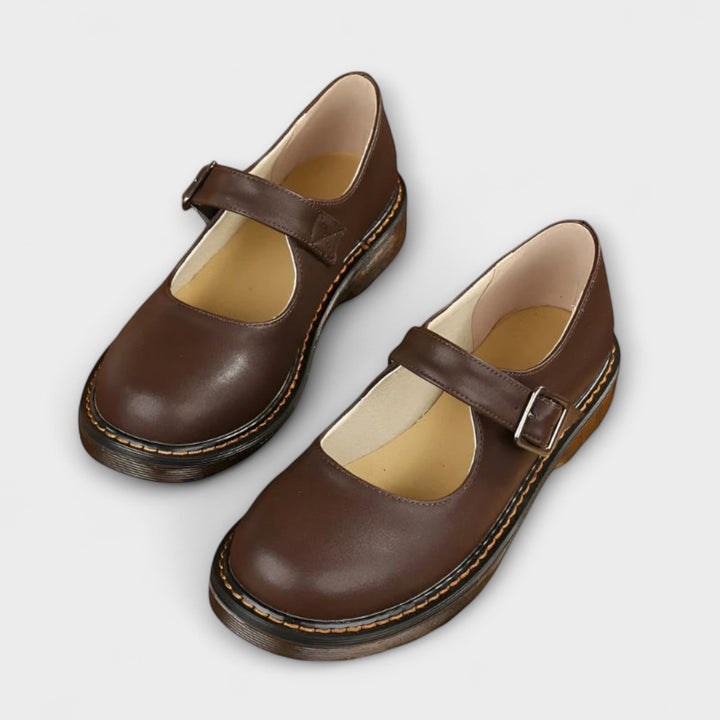 Women's Mary Jane Shoes with Buckle Strap and Round Toe