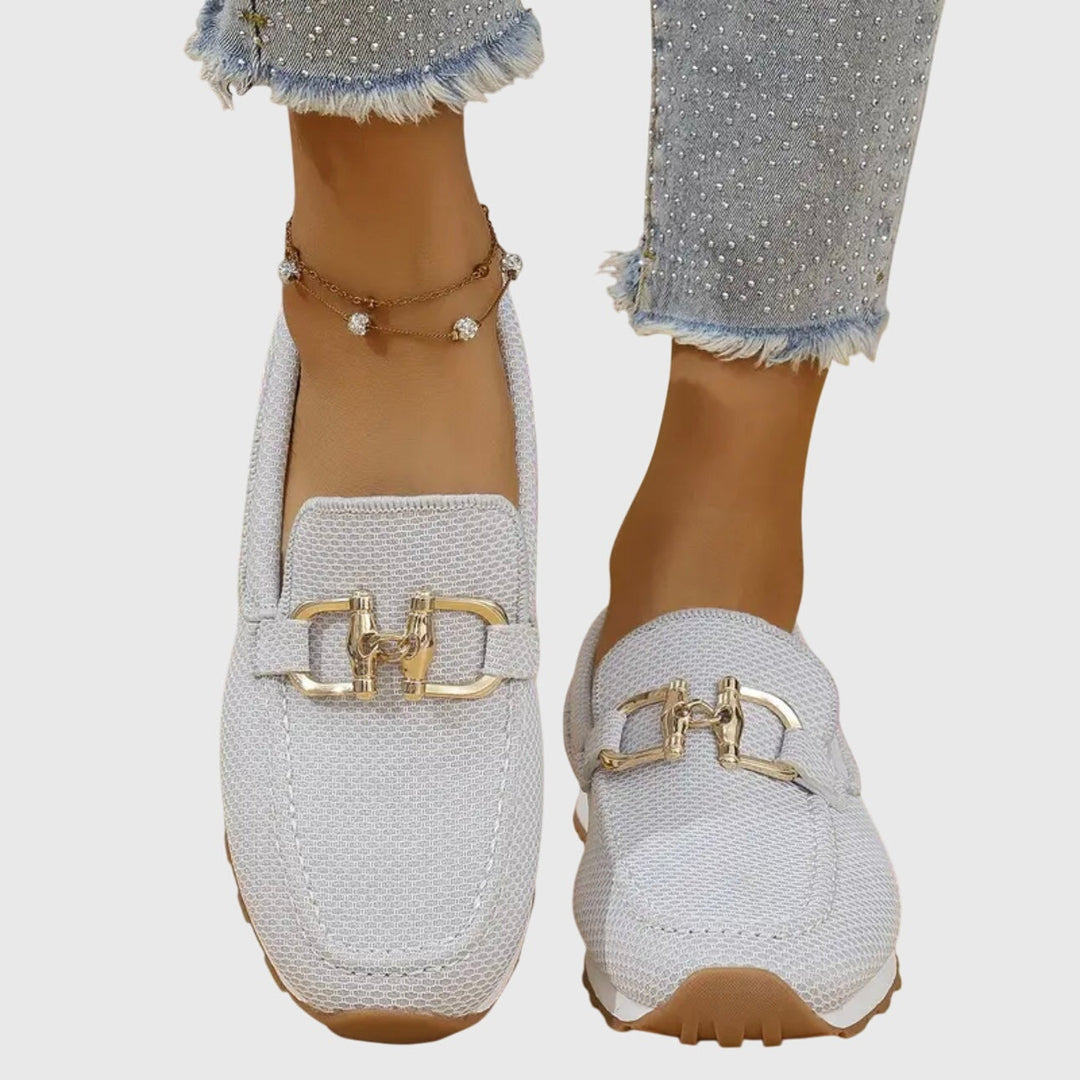 Women's Mesh Loafers Slip On Shoes with Buckle