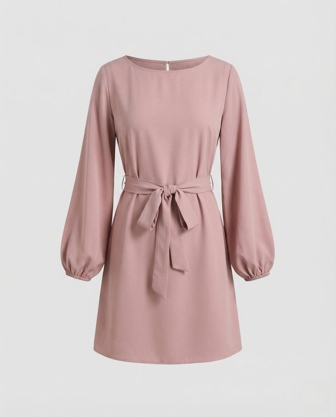 Women's Mini Cocktail Dress with Balloon Sleeves and Tie Belt