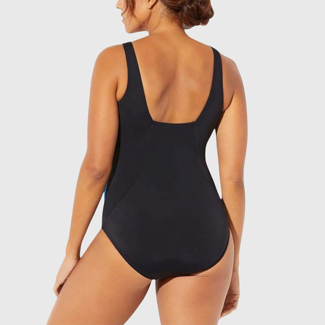 Women's One Piece Swimsuit Square Neck Abstract Print