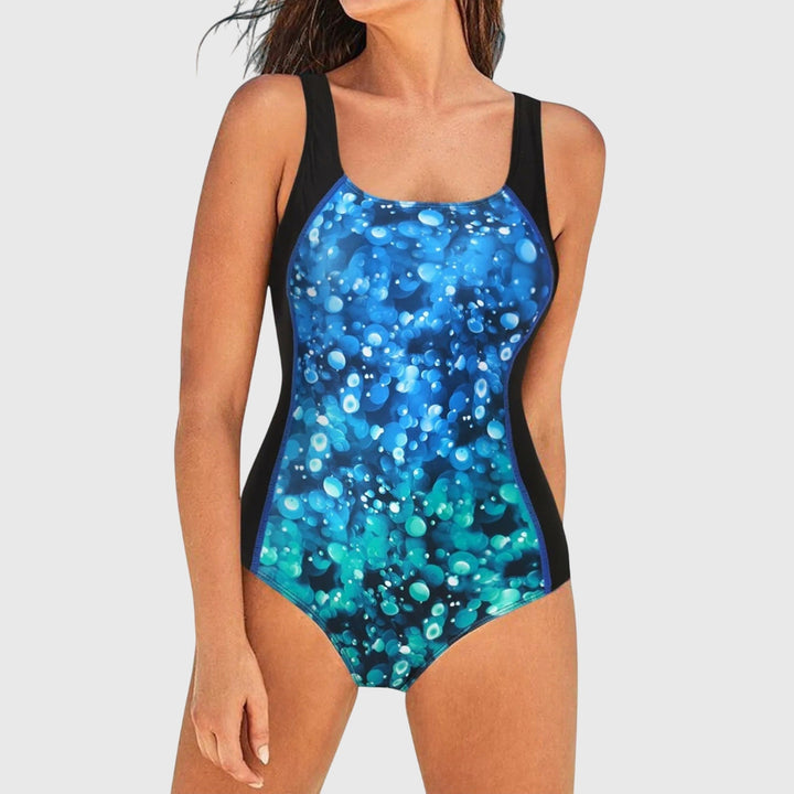 Women's One Piece Swimsuit Square Neck Abstract Print