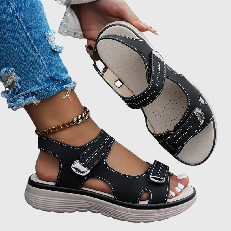 Women's Open Toe Platform Sandals with Adjustable Straps