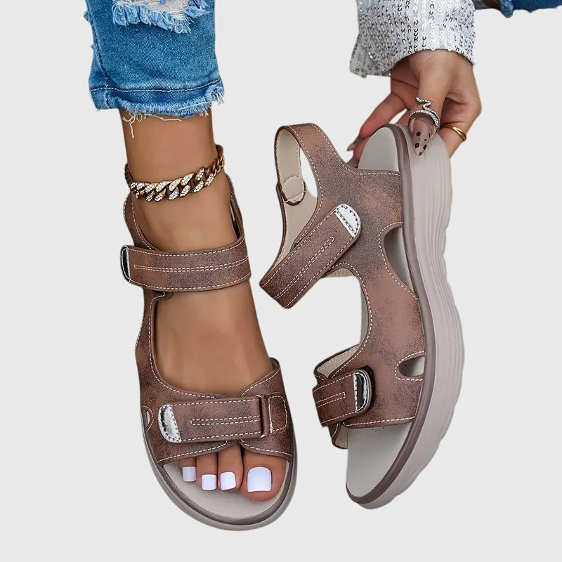 Women's Open Toe Platform Sandals with Adjustable Straps