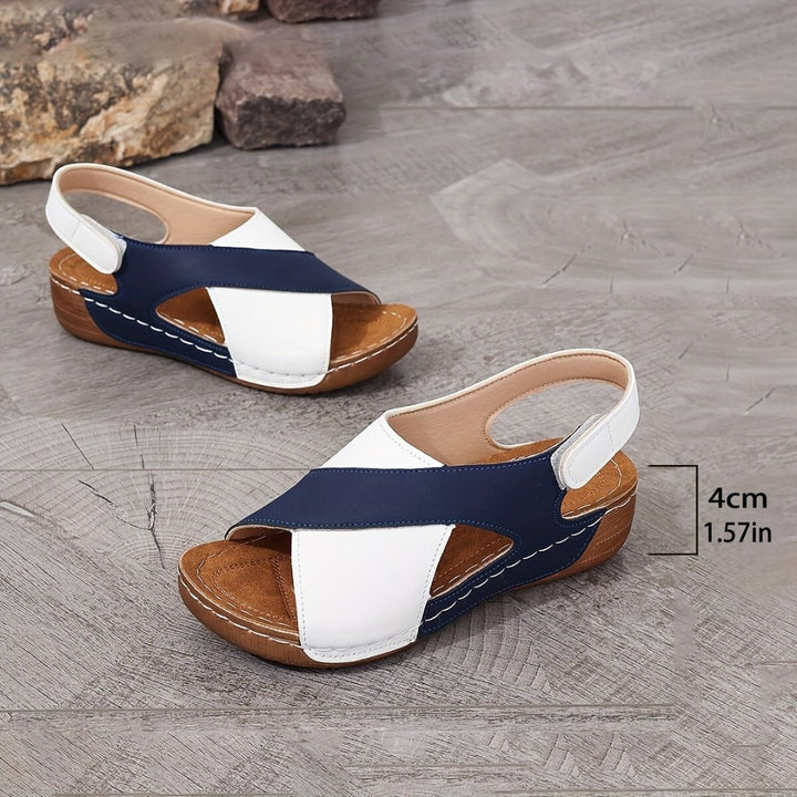 Women's Open Toe Wedge Sandals with Crossover Straps
