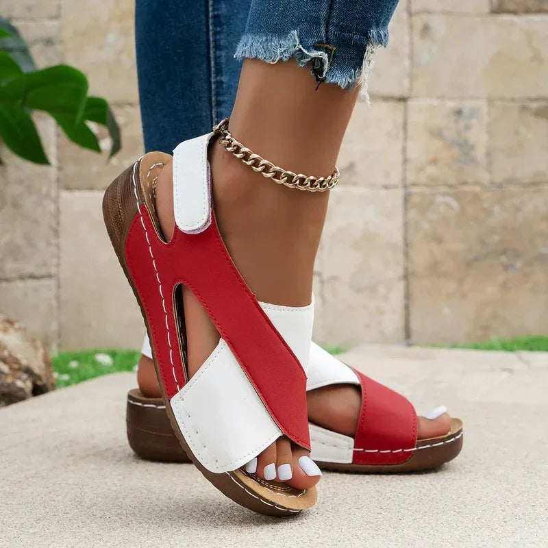 Women's Open Toe Wedge Sandals with Crossover Straps