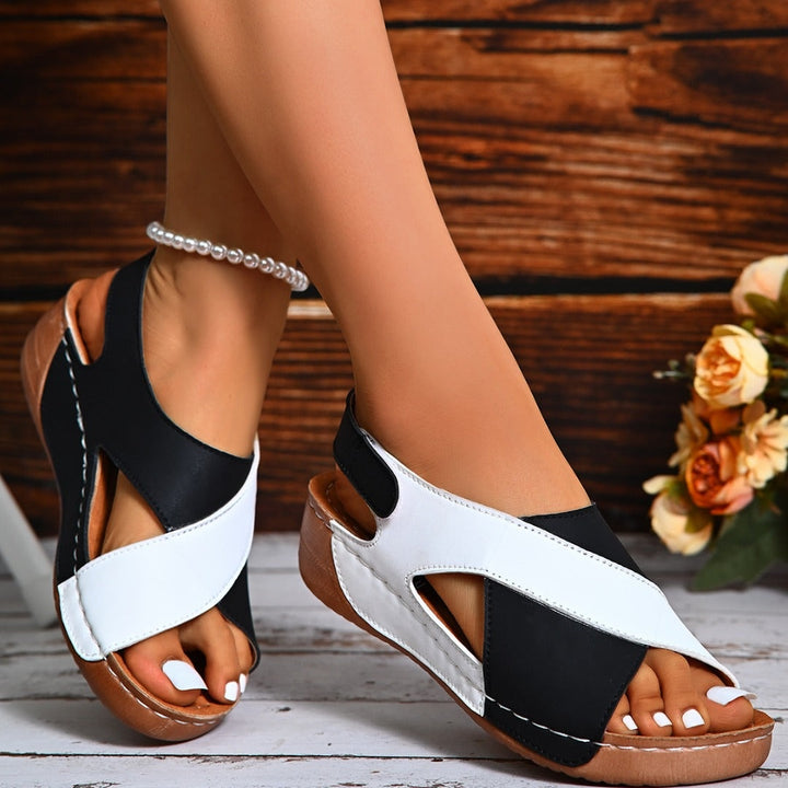 Women's Open Toe Wedge Sandals with Crossover Straps