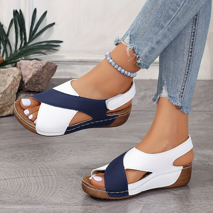 Women's Open Toe Wedge Sandals with Crossover Straps