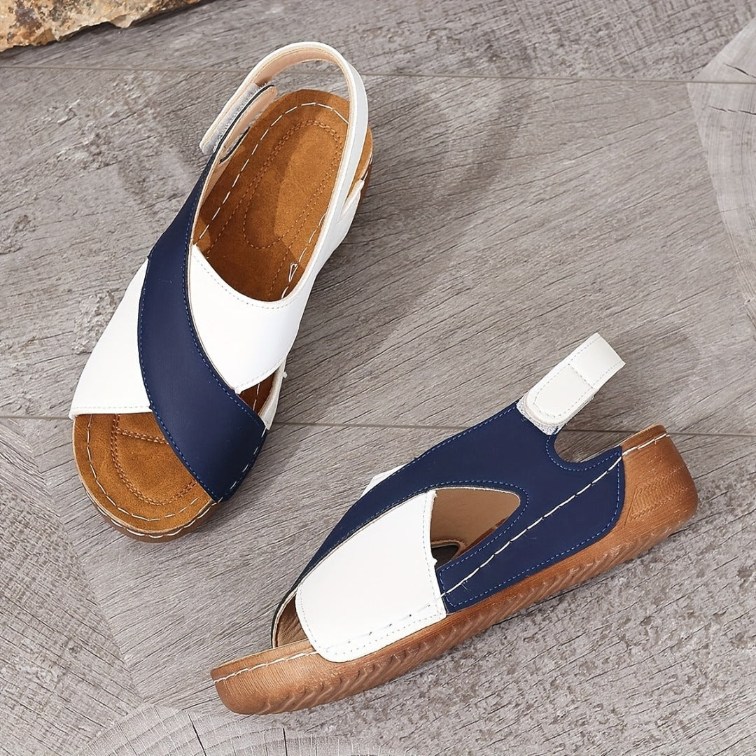 Women's Open Toe Wedge Sandals with Crossover Straps