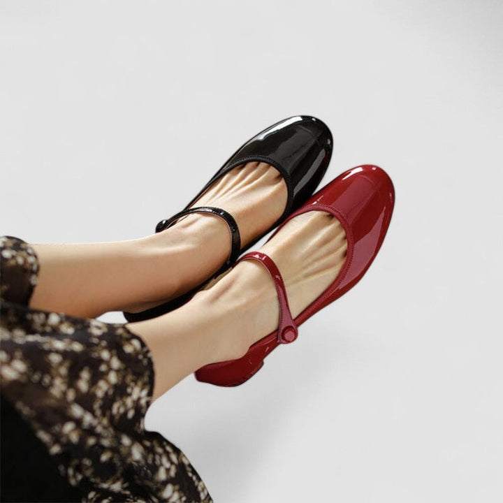 Women's Patent Mary Jane Shoes with Low Block Heel