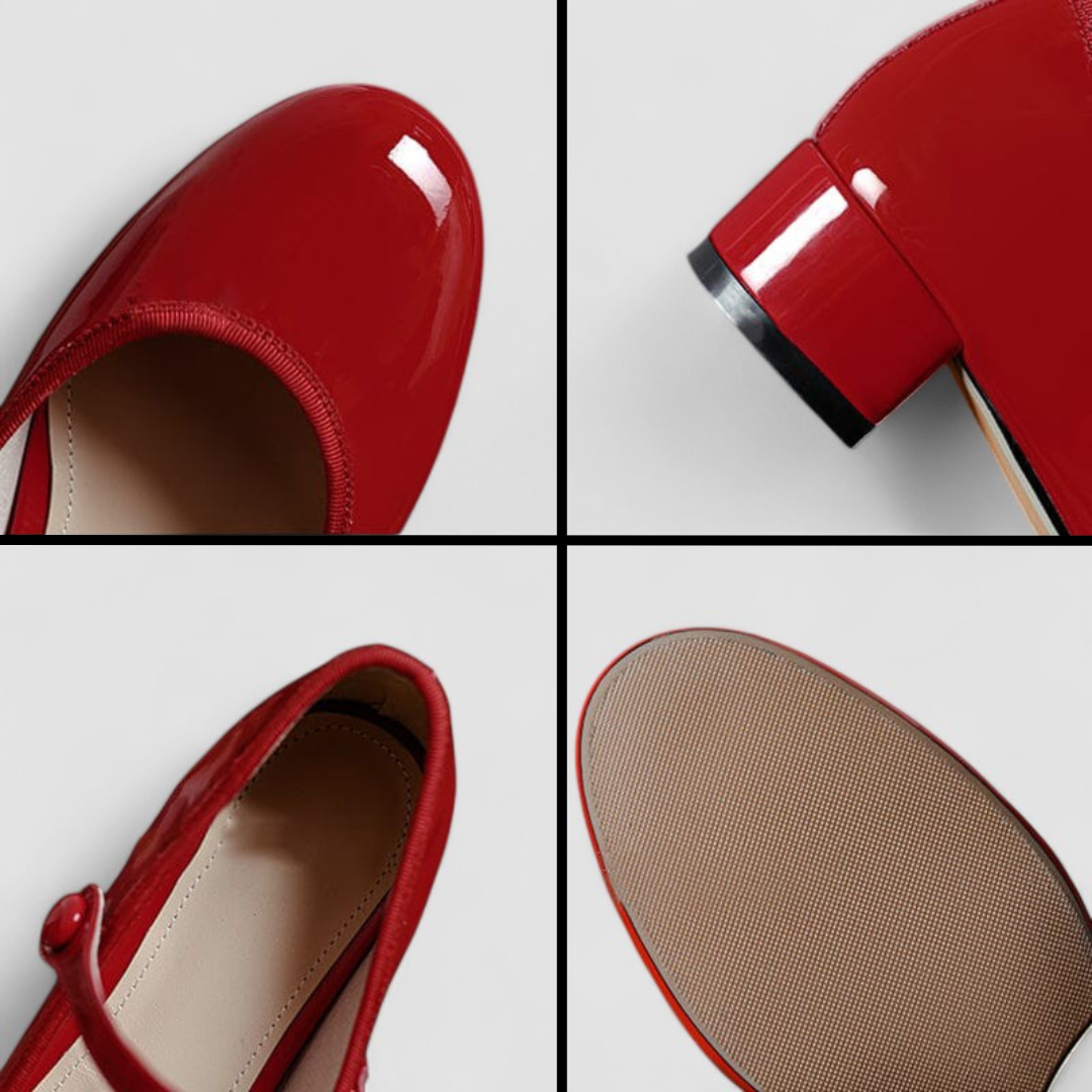Women's Patent Mary Jane Shoes with Low Block Heel