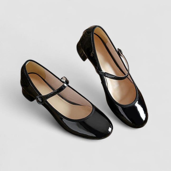 Women's Patent Mary Jane Shoes with Low Block Heel