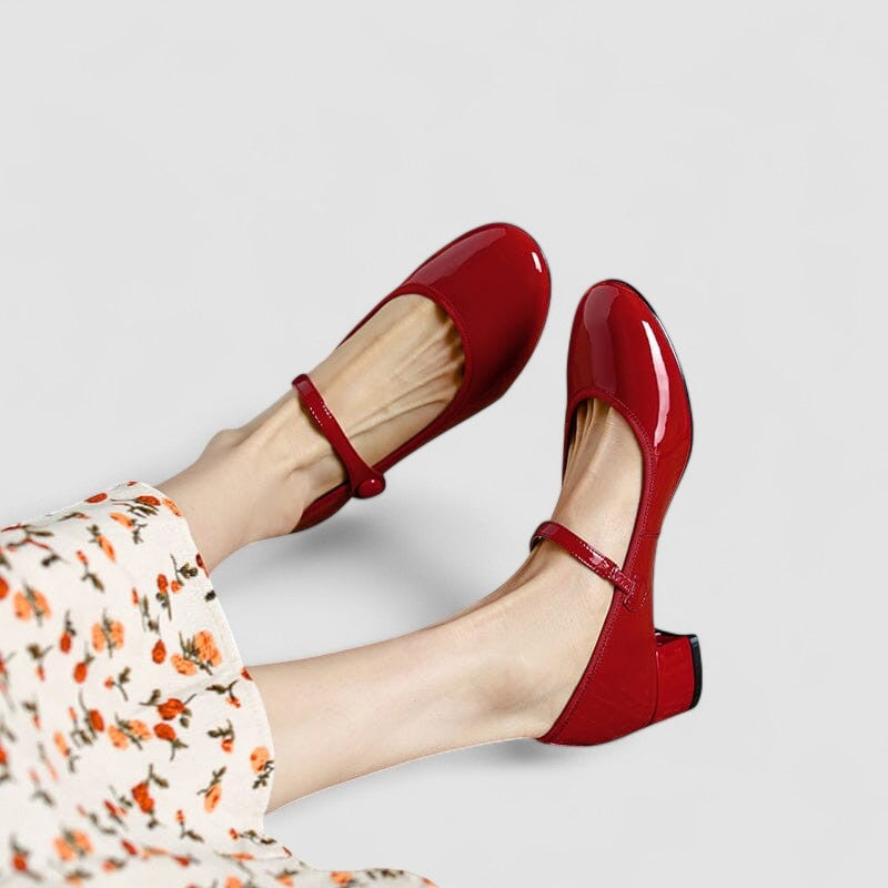 Women's Patent Mary Jane Shoes with Low Block Heel