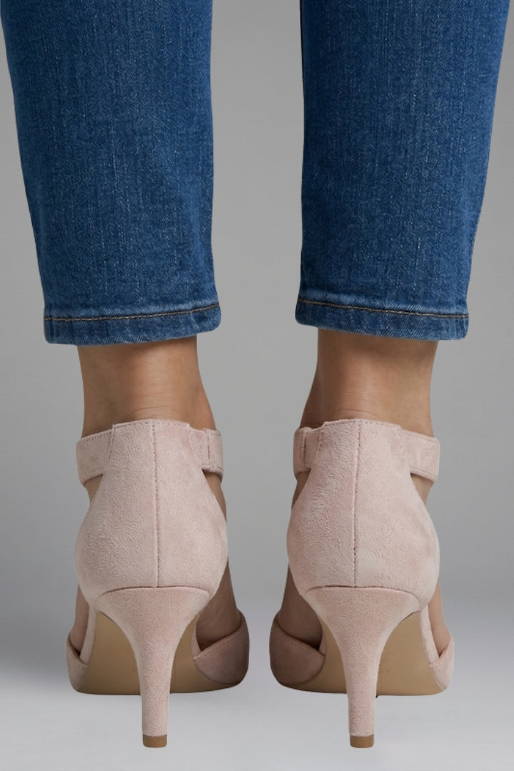 Women's Peep Toe Heeled Sandals with Back Zip