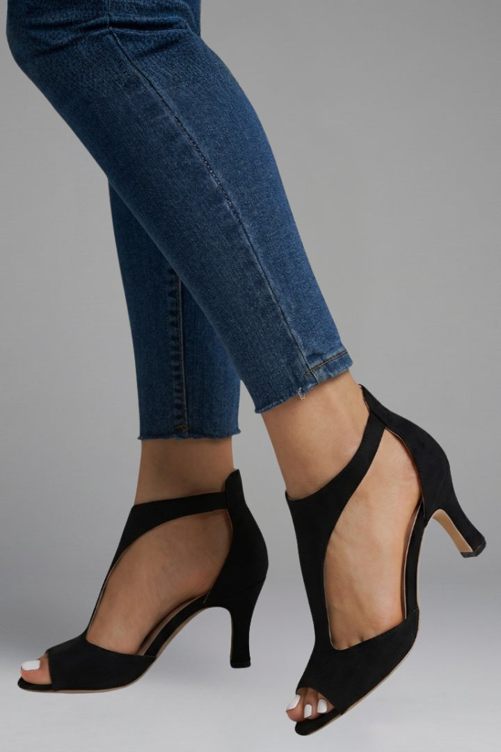 Women's Peep Toe Heeled Sandals with Back Zip
