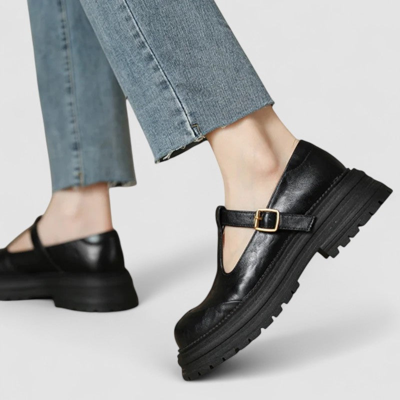 Women's Platform Mary Jane Shoes with T-Bar Strap